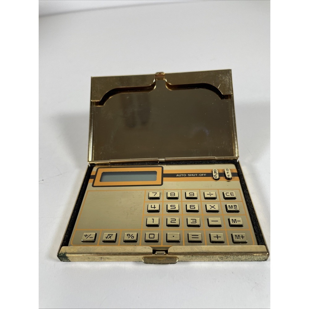 Rare Vintage  Gold Canyon Ranch Pocket Calculator with Business Card Holder - Picture 2 of 6